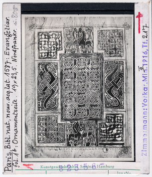 Vorschaubild Paris, Bibliothèque Nationale: Nouv. acq. lat. 1587 (Evangeliar), fol. 1v, Ornamentseite mit Flechtwerk 